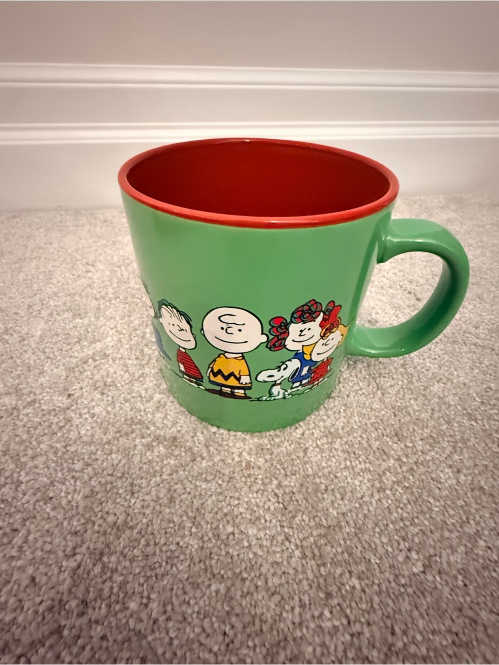 Peanuts Cartoon Green & Red Ceramic Coffee Mug